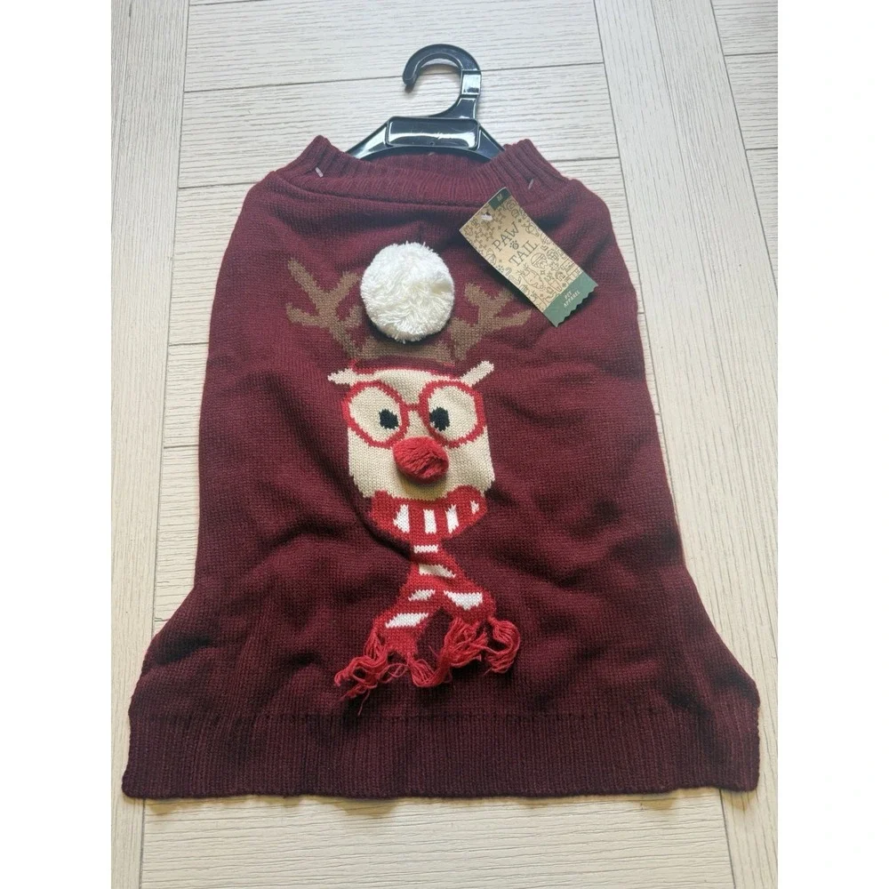Paw & Tail NWT Pet Holiday Christmas Sweater.‎ Rudolph W/ Pom Pom Nose. Sz M